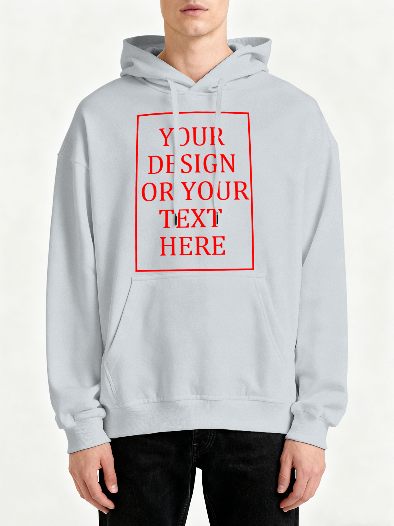 Customizable Men's Hooded Sweatshirt - Add your own photos/patterns/text designs. Machine washable hooded sweatshirt, perfect for fall/winter, Valentine's Day, and holiday gifts. Personalized hooded sweatshirt.