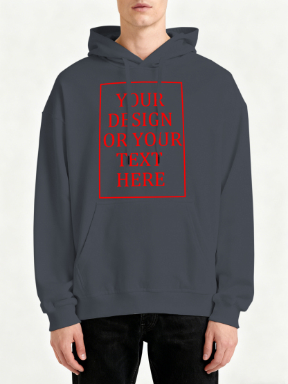 Customizable Men's Hooded Sweatshirt - Add your own photos/patterns/text designs. Machine washable hooded sweatshirt, perfect for fall/winter, Valentine's Day, and holiday gifts. Personalized hooded sweatshirt.