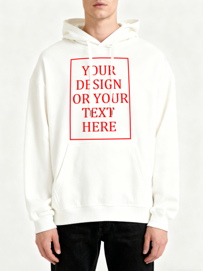 Customizable Men's Hooded Sweatshirt - Add your own photos/patterns/text designs. Machine washable hooded sweatshirt, perfect for fall/winter, Valentine's Day, and holiday gifts. Personalized hooded sweatshirt.