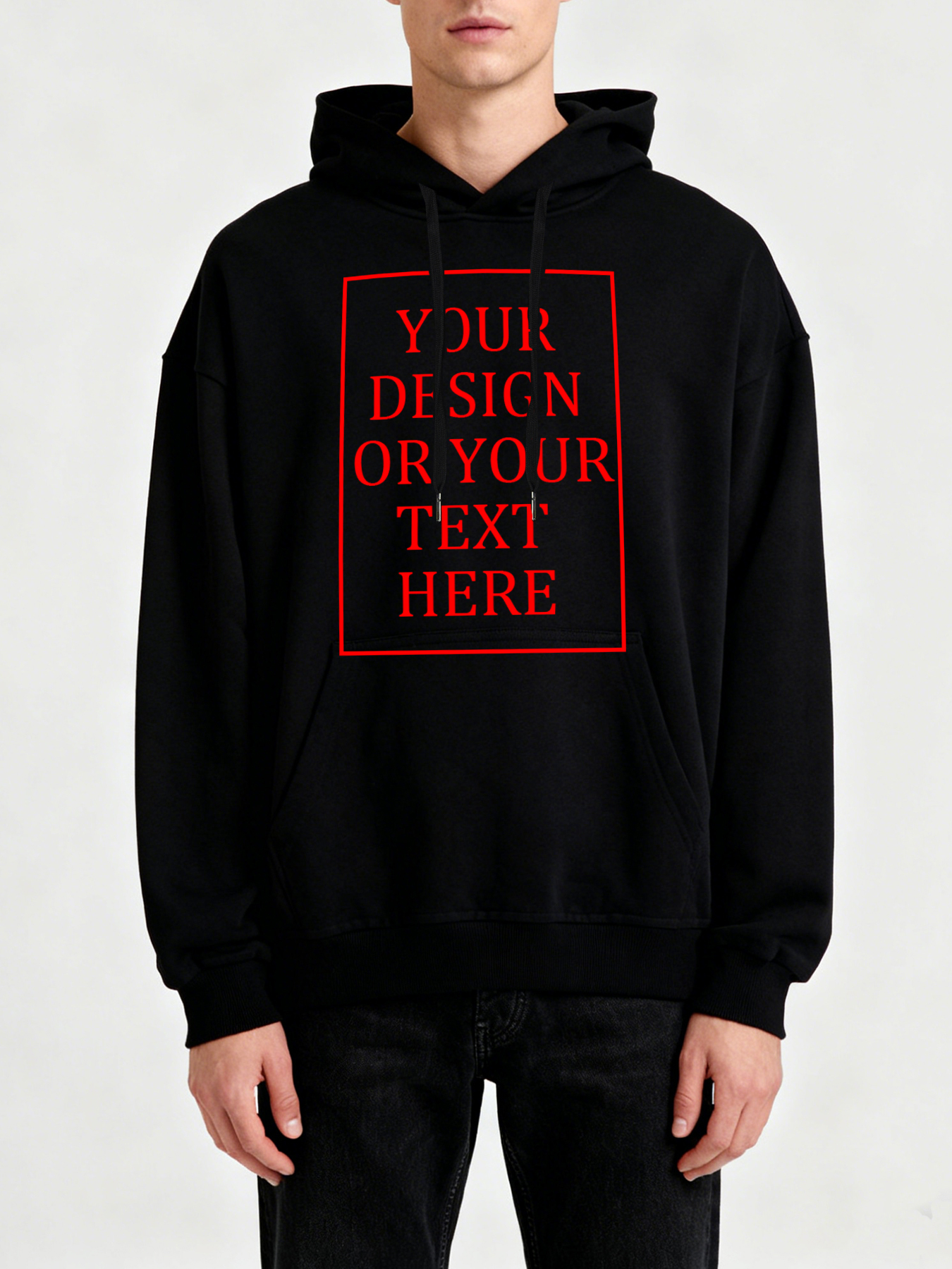 Customizable Men's Hooded Sweatshirt - Add your own photos/patterns/text designs. Machine washable hooded sweatshirt, perfect for fall/winter, Valentine's Day, and holiday gifts. Personalized hooded sweatshirt.