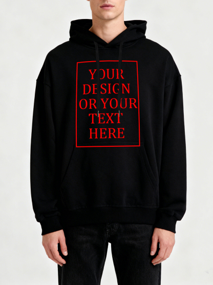 Customizable Men's Hooded Sweatshirt - Add your own photos/patterns/text designs. Machine washable hooded sweatshirt, perfect for fall/winter, Valentine's Day, and holiday gifts. Personalized hooded sweatshirt.