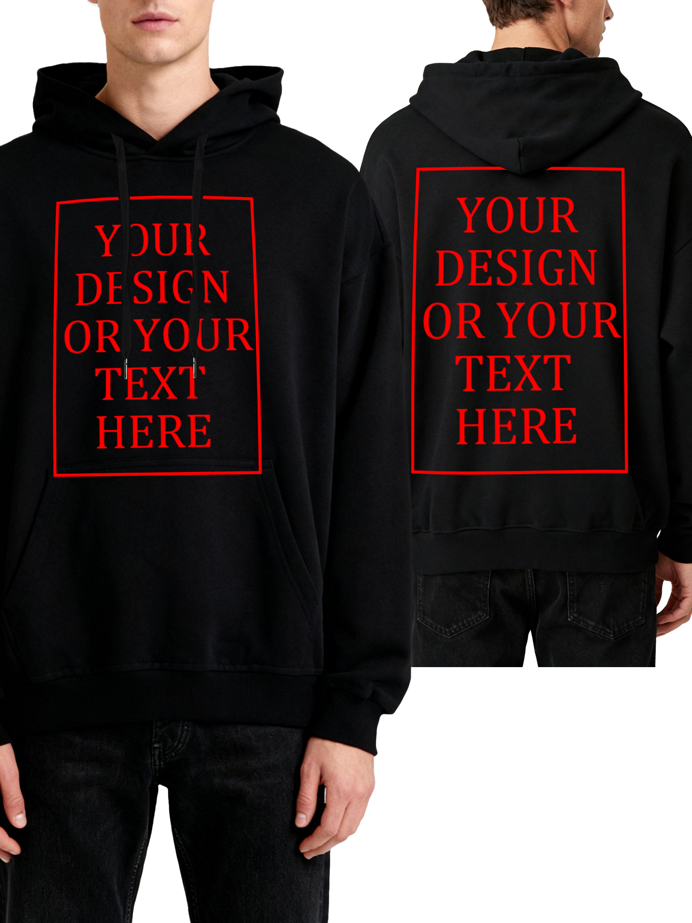 Customizable Men's Hoodie - Double-sided personalized text/photo/logo design, casual and comfortable fit, casual wear, individual clothing | Streetwear Hoodie | Machine washable, customizable hoodie