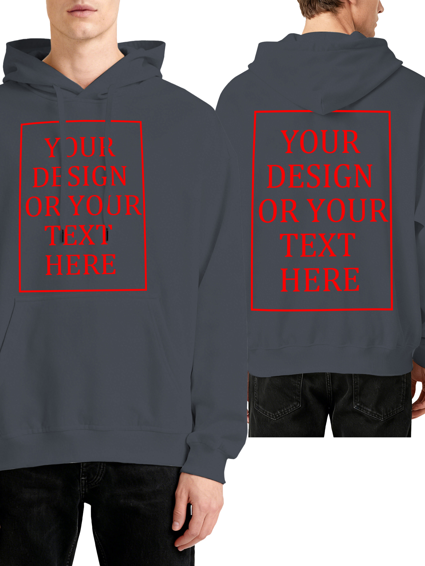 Customizable Men's Hoodie - Double-sided personalized text/photo/logo design, casual and comfortable fit, casual wear, individual clothing | Streetwear Hoodie | Machine washable, customizable hoodie