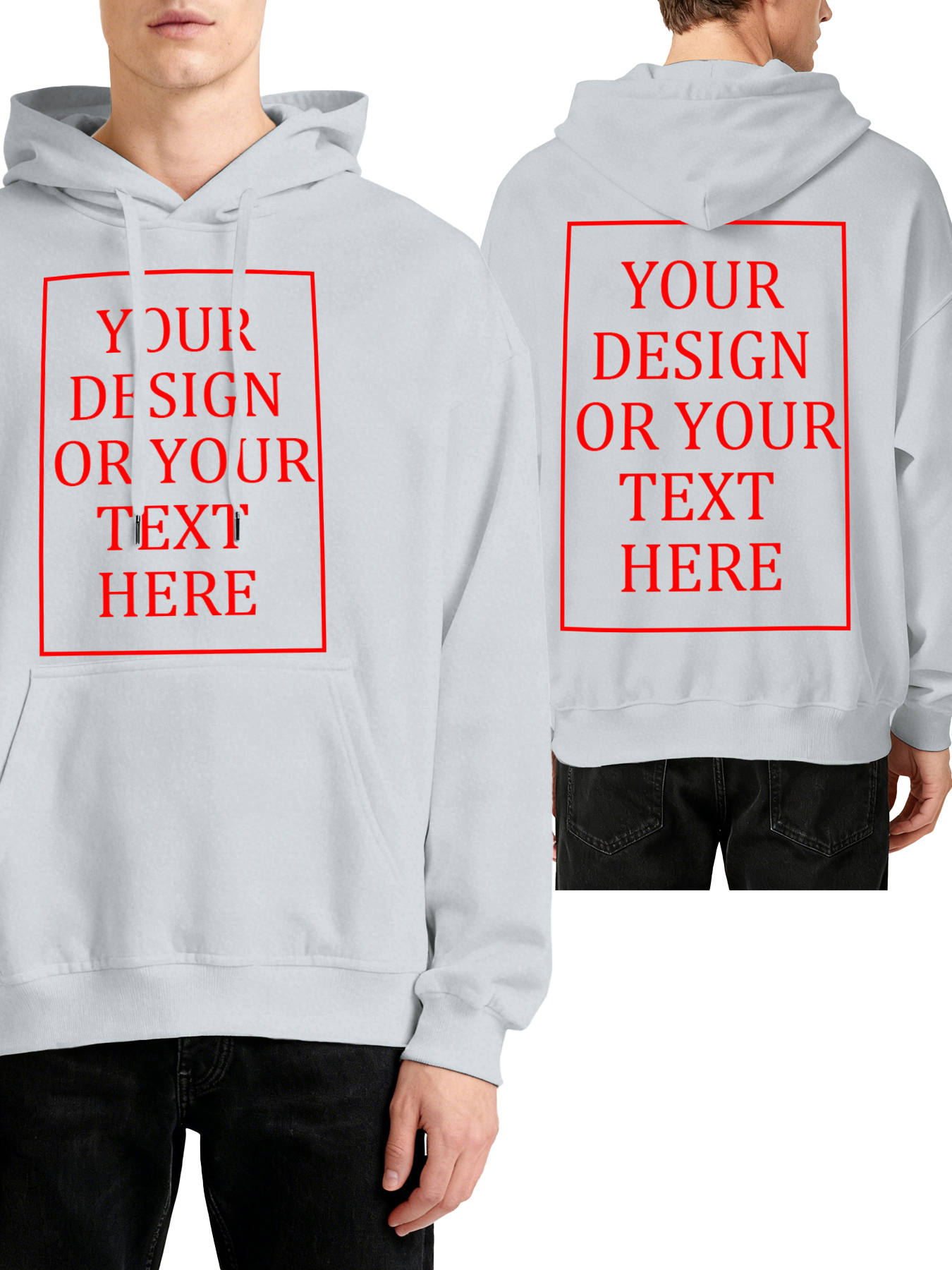 Customizable Men's Hoodie - Double-sided personalized text/photo/logo design, casual and comfortable fit, casual wear, individual clothing | Streetwear Hoodie | Machine washable, customizable hoodie