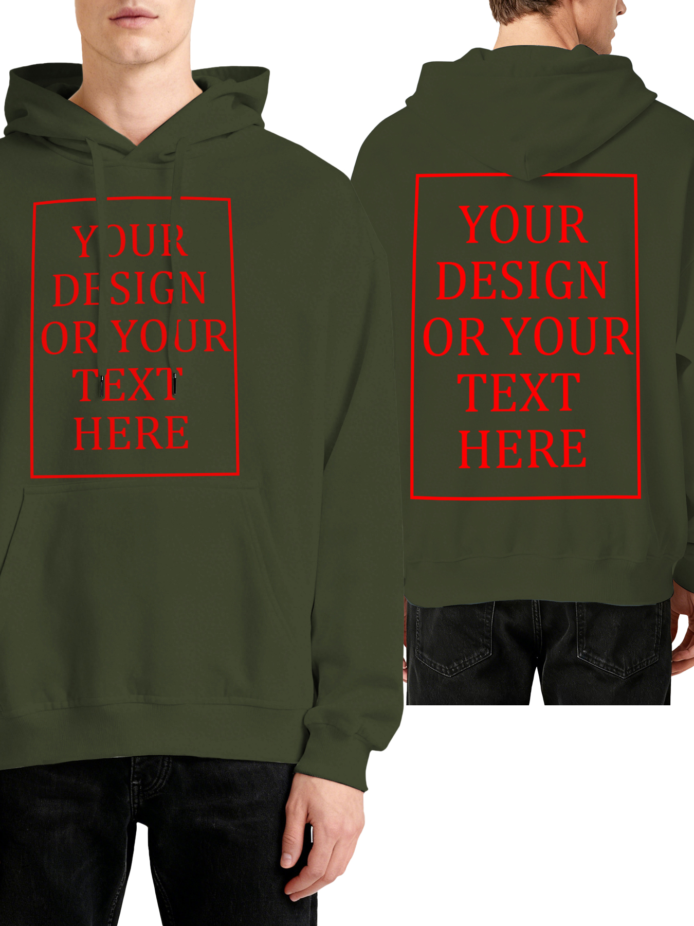 Customizable Men's Hoodie - Double-sided personalized text/photo/logo design, casual and comfortable fit, casual wear, individual clothing | Streetwear Hoodie | Machine washable, customizable hoodie