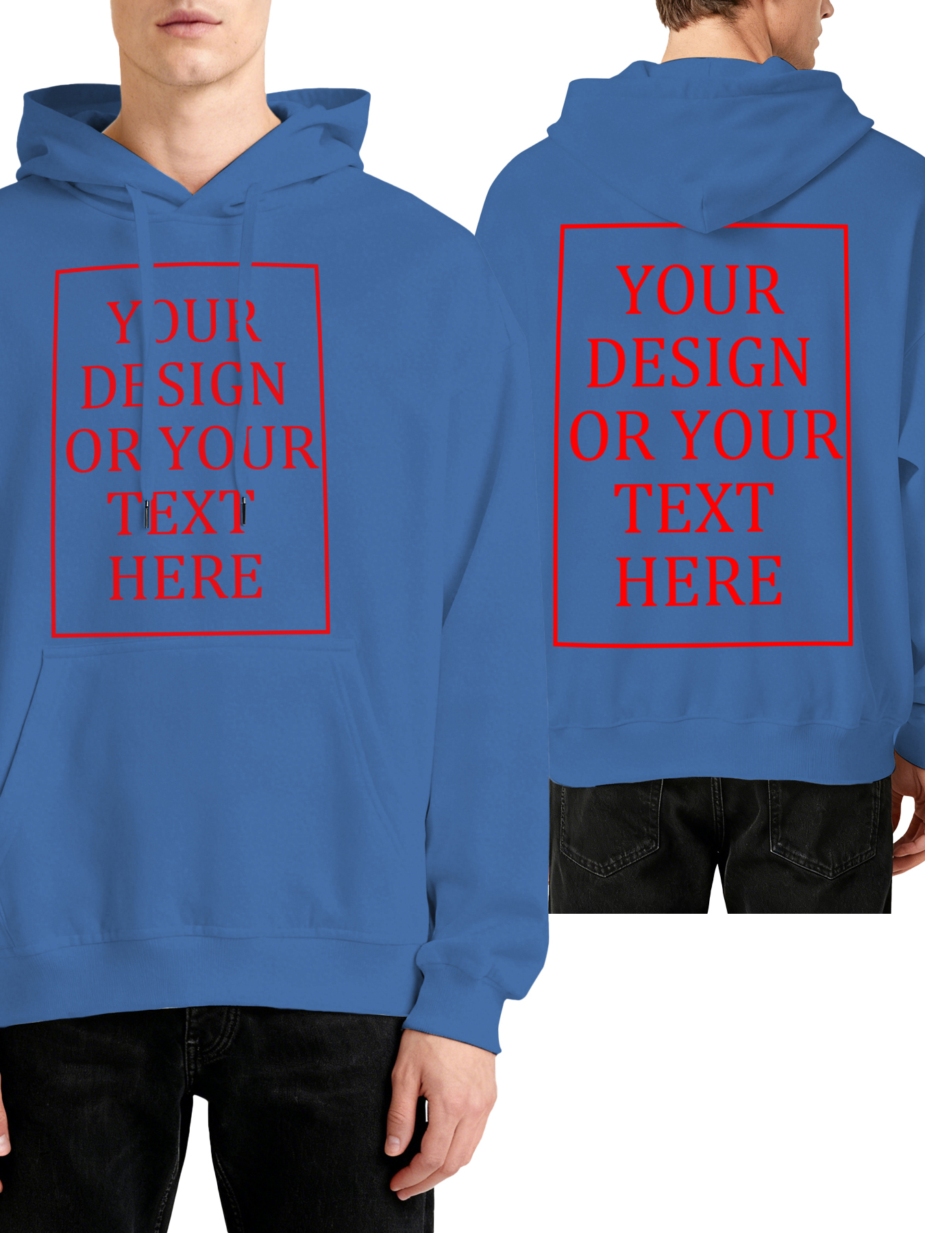 Customizable Men's Hoodie - Double-sided personalized text/photo/logo design, casual and comfortable fit, casual wear, individual clothing | Streetwear Hoodie | Machine washable, customizable hoodie