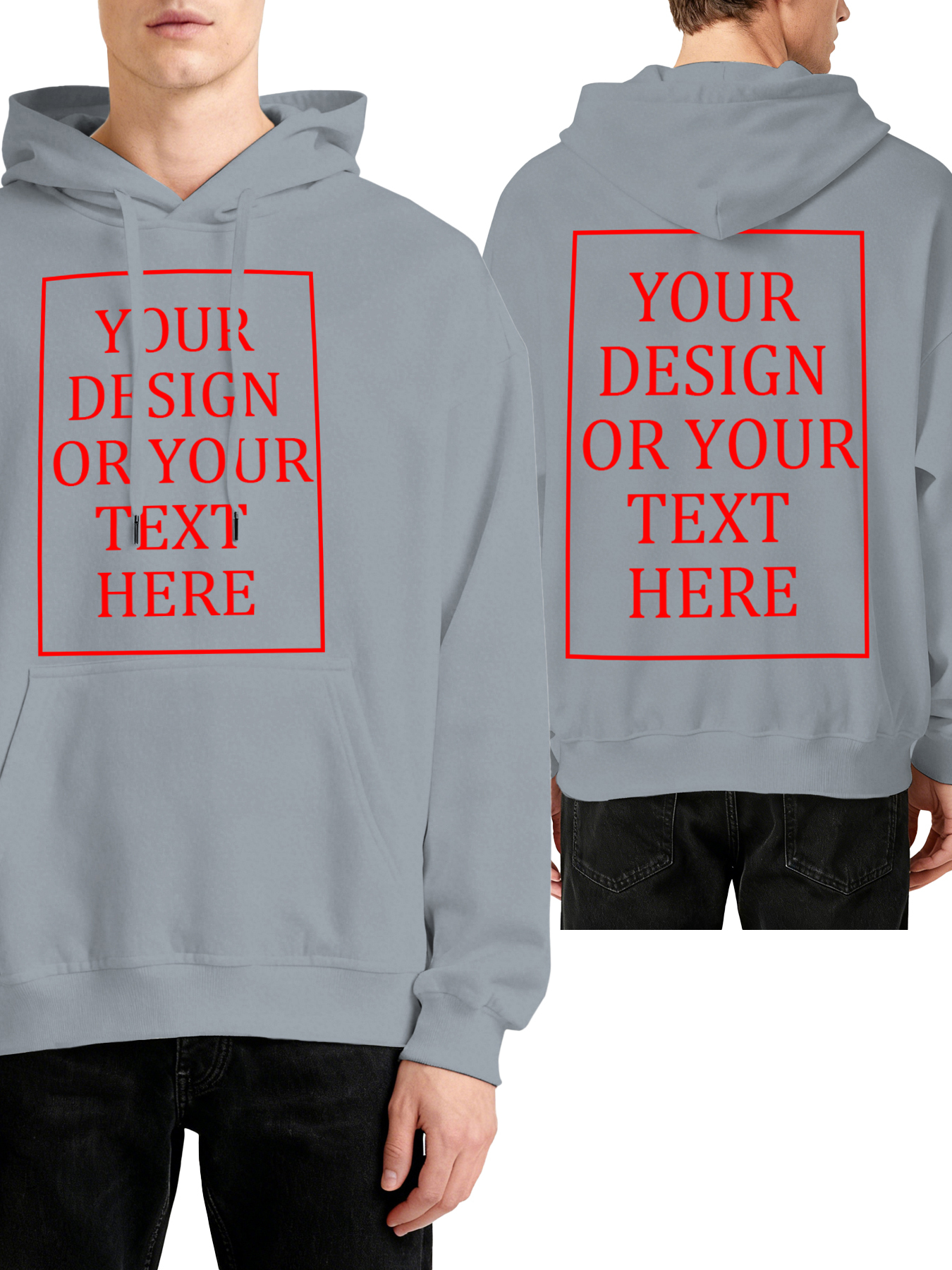 Customizable Men's Hoodie - Double-sided personalized text/photo/logo design, casual and comfortable fit, casual wear, individual clothing | Streetwear Hoodie | Machine washable, customizable hoodie