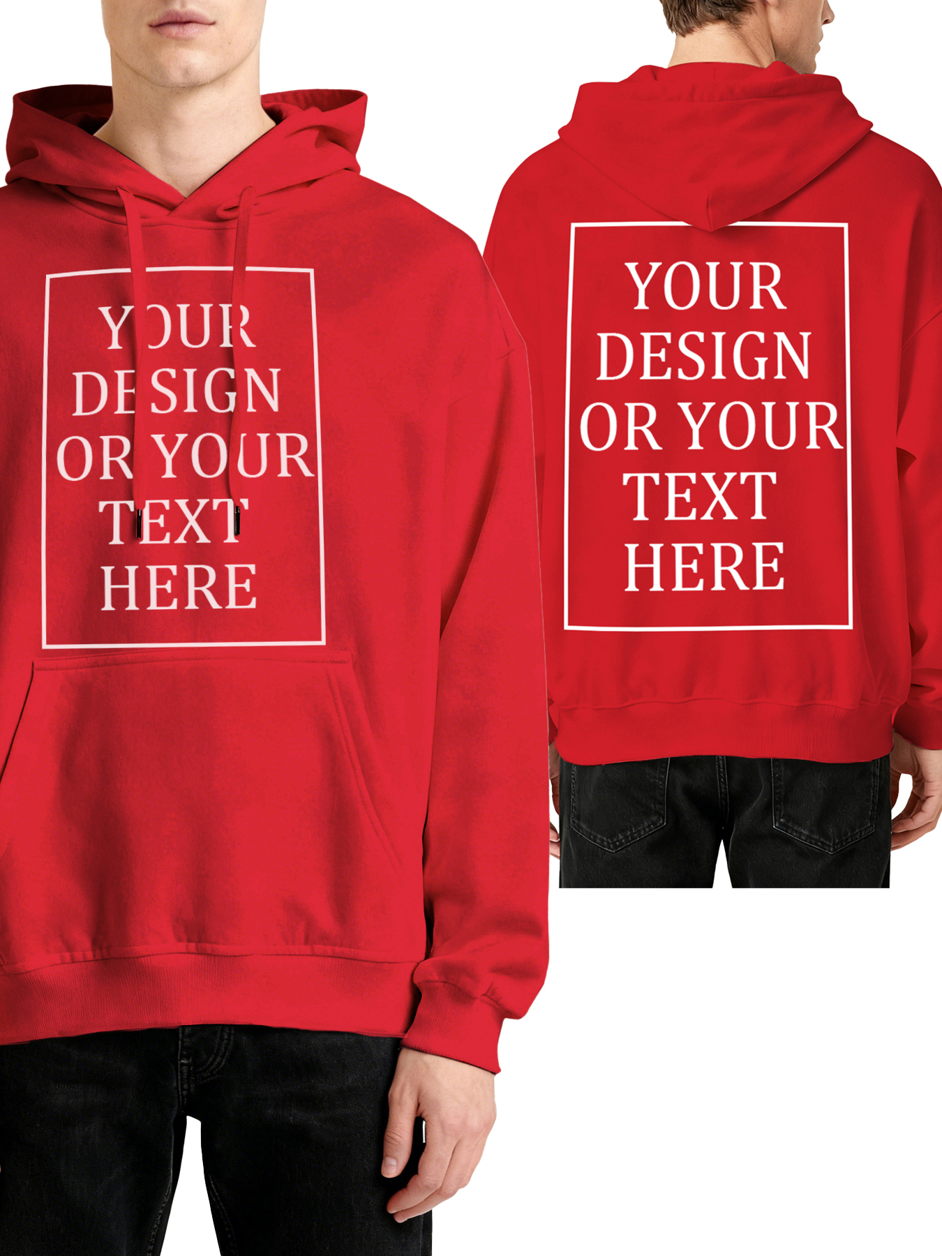 Customizable Men's Hoodie - Double-sided personalized text/photo/logo design, casual and comfortable fit, casual wear, individual clothing | Streetwear Hoodie | Machine washable, customizable hoodie