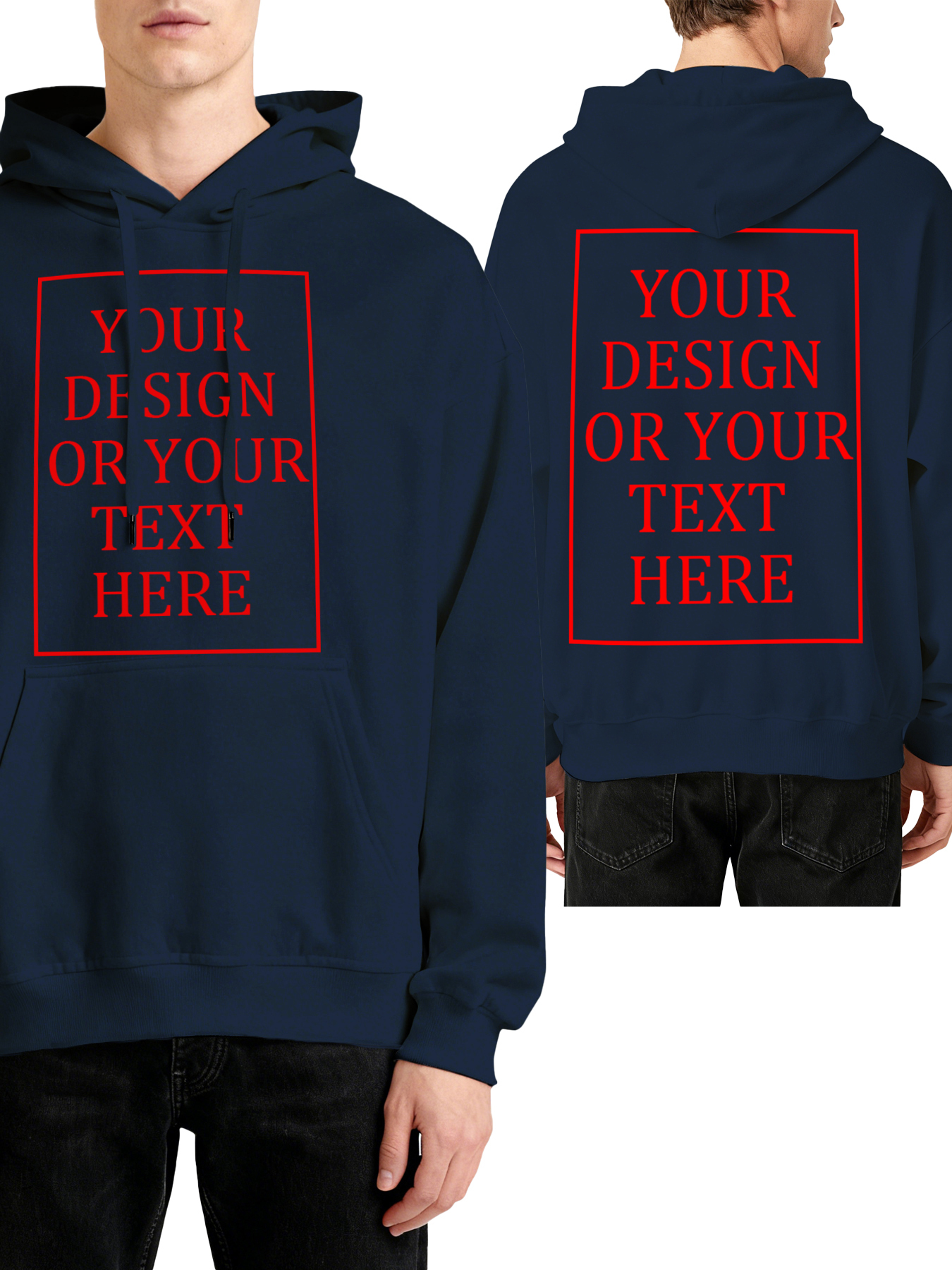 Customizable Men's Hoodie - Double-sided personalized text/photo/logo design, casual and comfortable fit, casual wear, individual clothing | Streetwear Hoodie | Machine washable, customizable hoodie