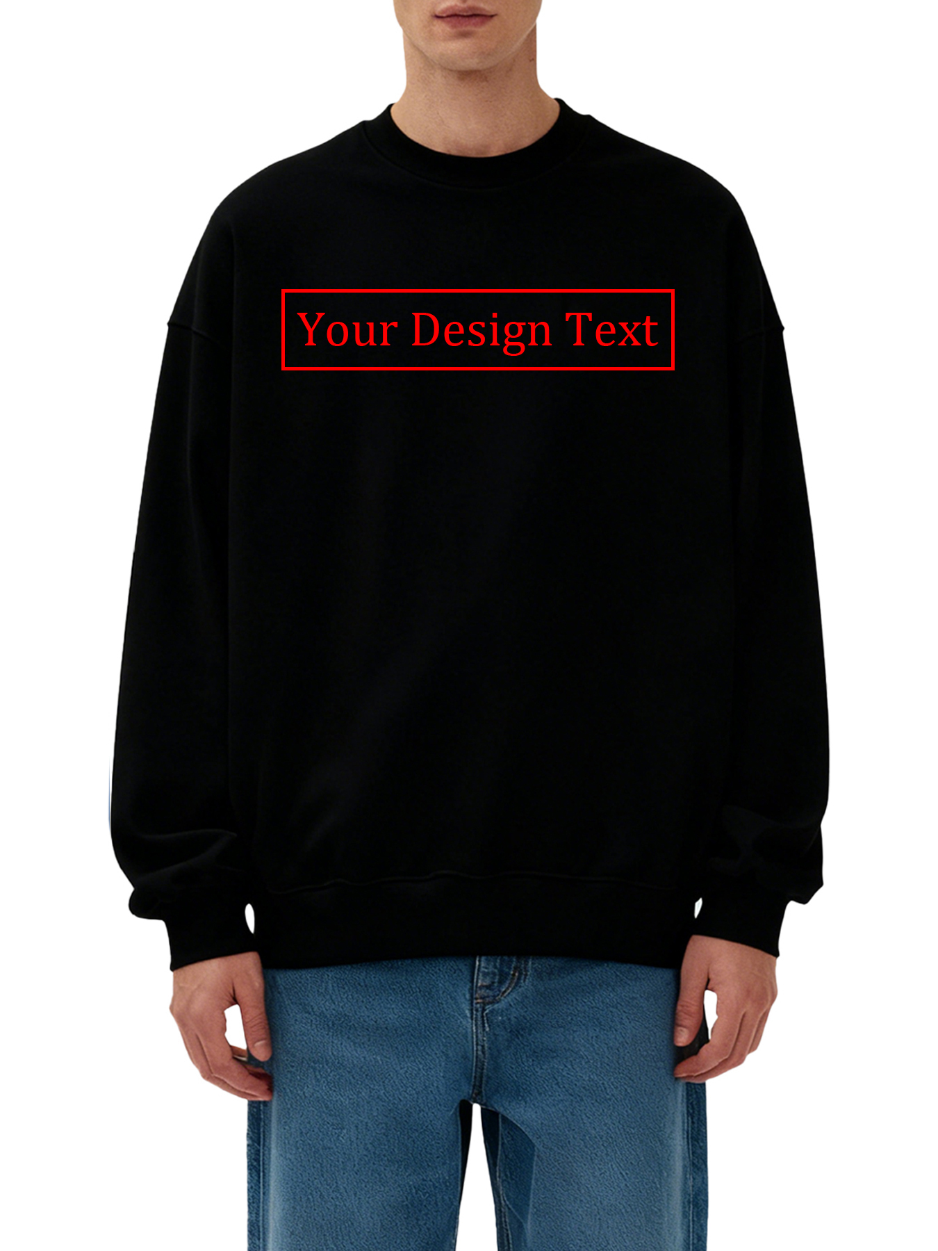 Customizable Men's Crew Neck Sweatshirt - Add your own text design | 100% Cotton | Machine Washable Crew Neck Sweatshirt, perfect for summer, Valentine's Day, and holiday gifts. Personalized sweatshirt.