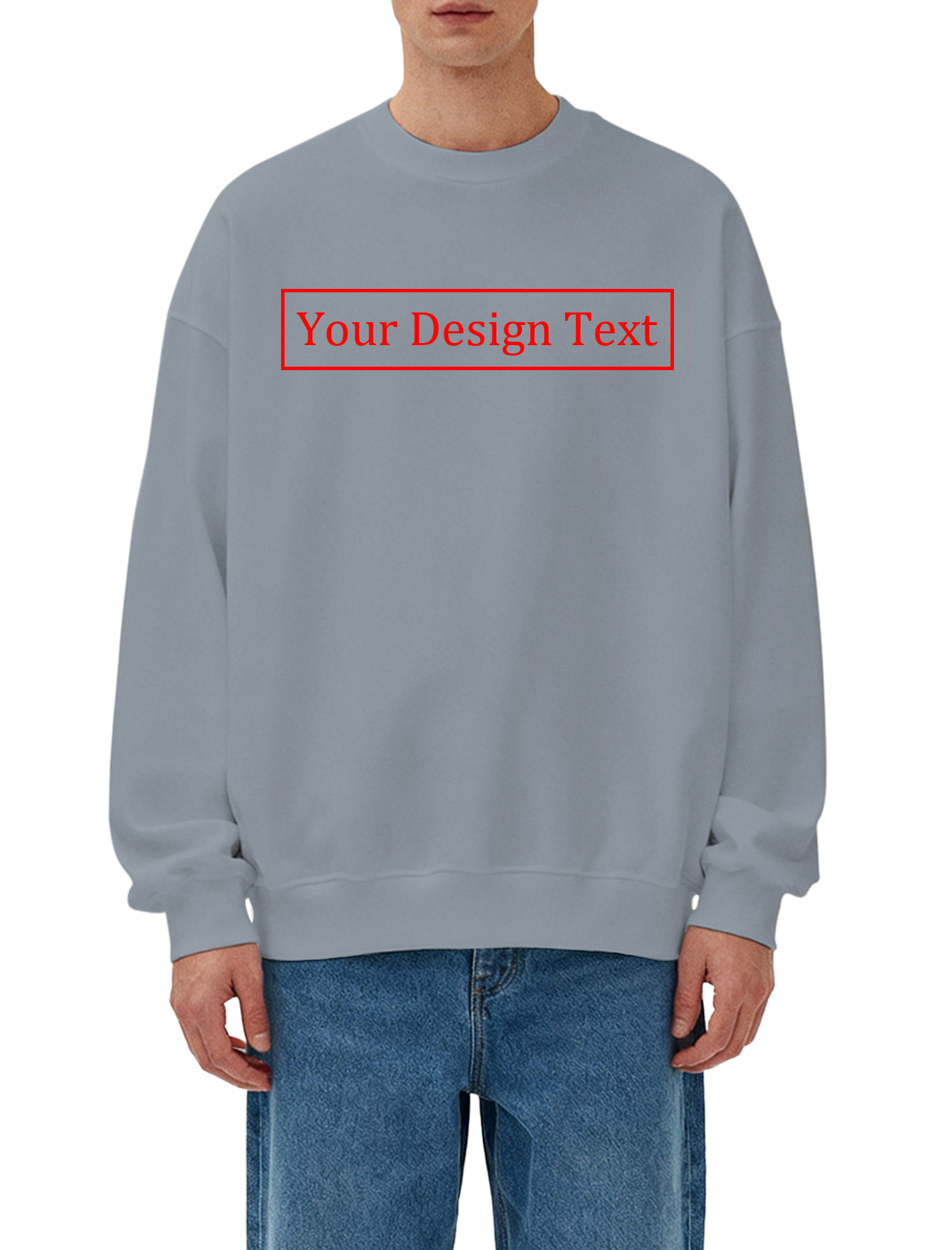 Customizable Men's Crew Neck Sweatshirt - Add your own text design | 100% Cotton | Machine Washable Crew Neck Sweatshirt, perfect for summer, Valentine's Day, and holiday gifts. Personalized sweatshirt.