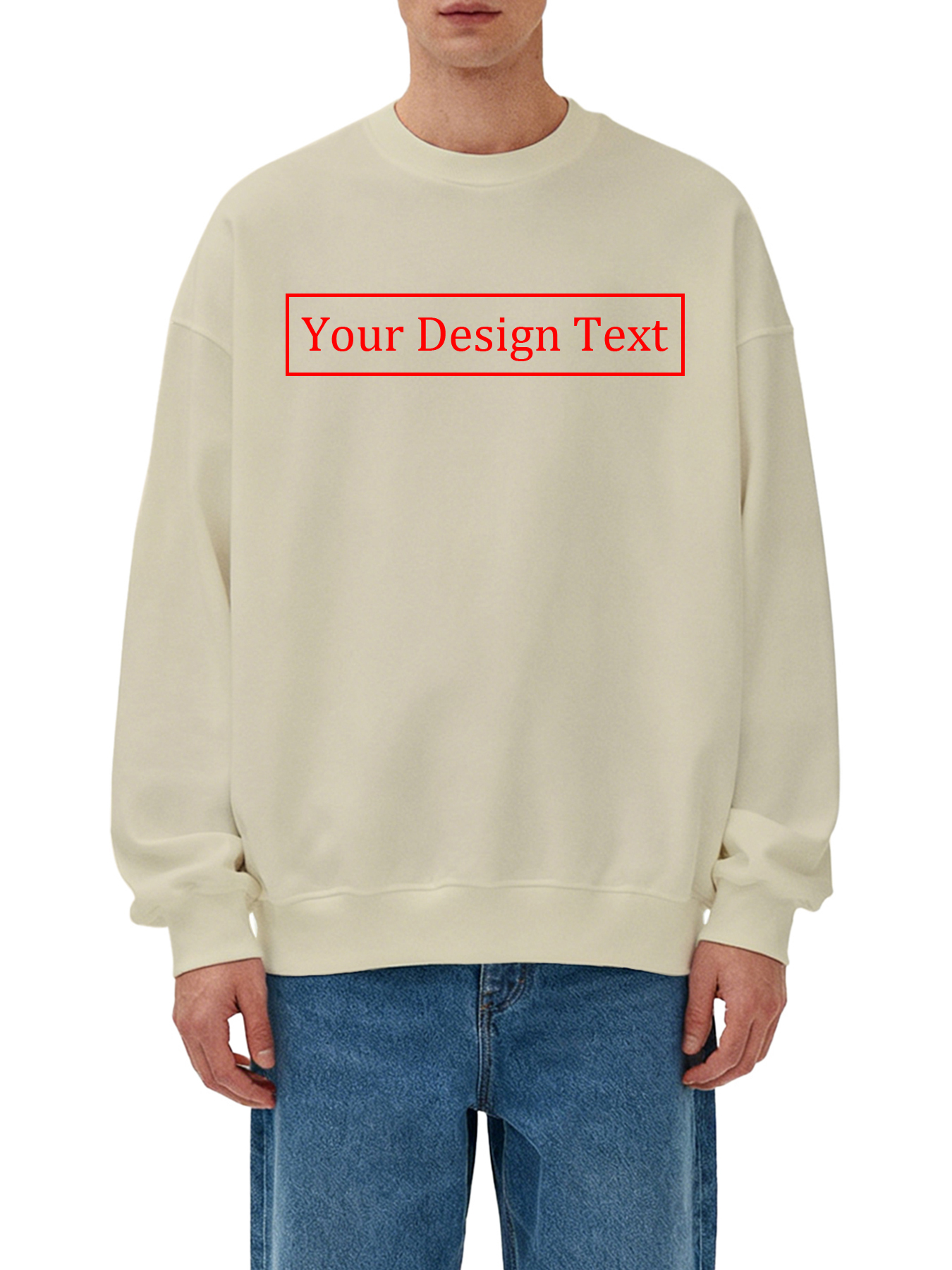 Customizable Men's Crew Neck Sweatshirt - Add your own text design | 100% Cotton | Machine Washable Crew Neck Sweatshirt, perfect for summer, Valentine's Day, and holiday gifts. Personalized sweatshirt.