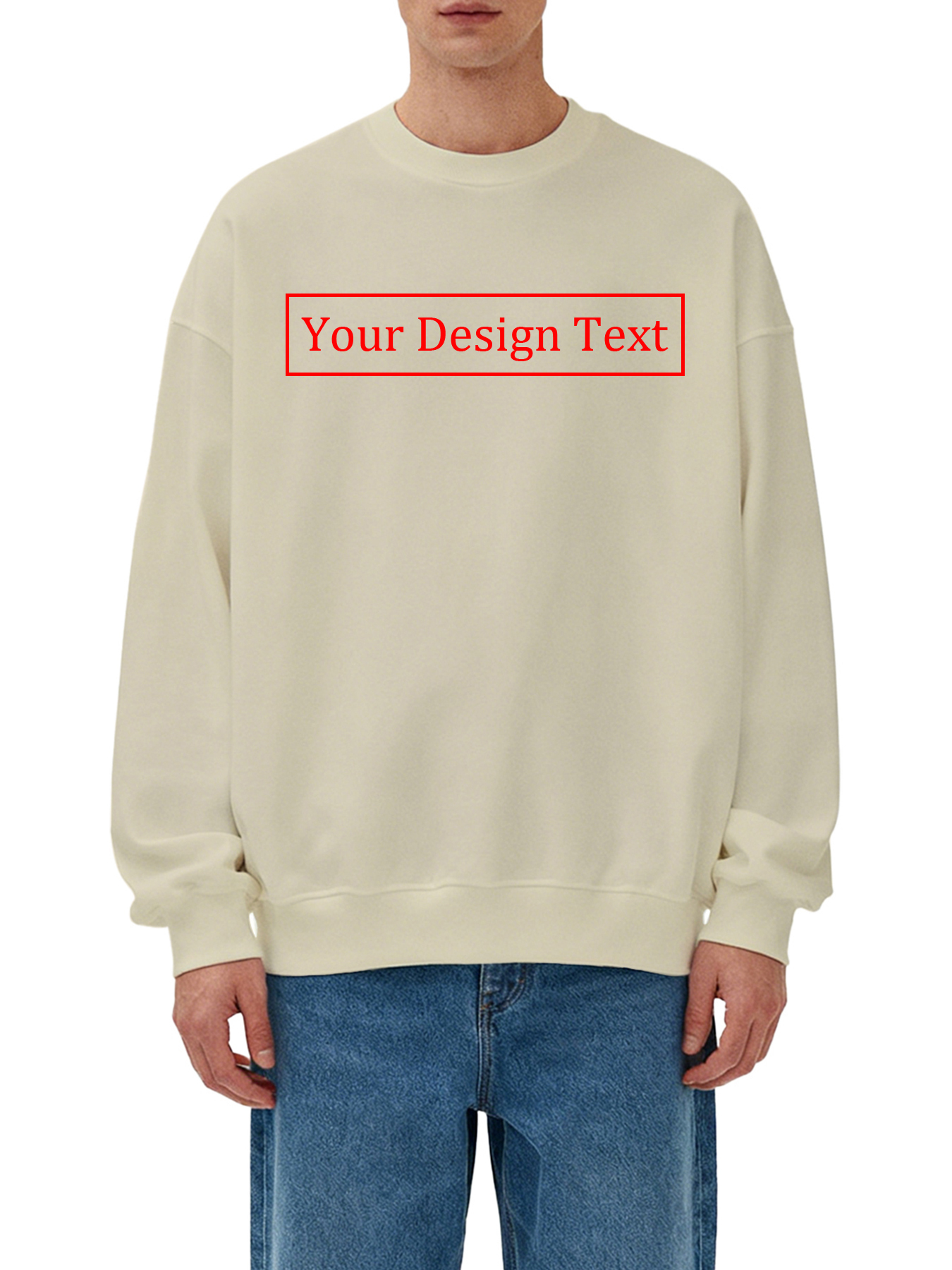 Customizable Men's Crew Neck Sweatshirt - Add your own text design | 100% Cotton | Machine Washable Crew Neck Sweatshirt, perfect for summer, Valentine's Day, and holiday gifts. Personalized sweatshirt.
