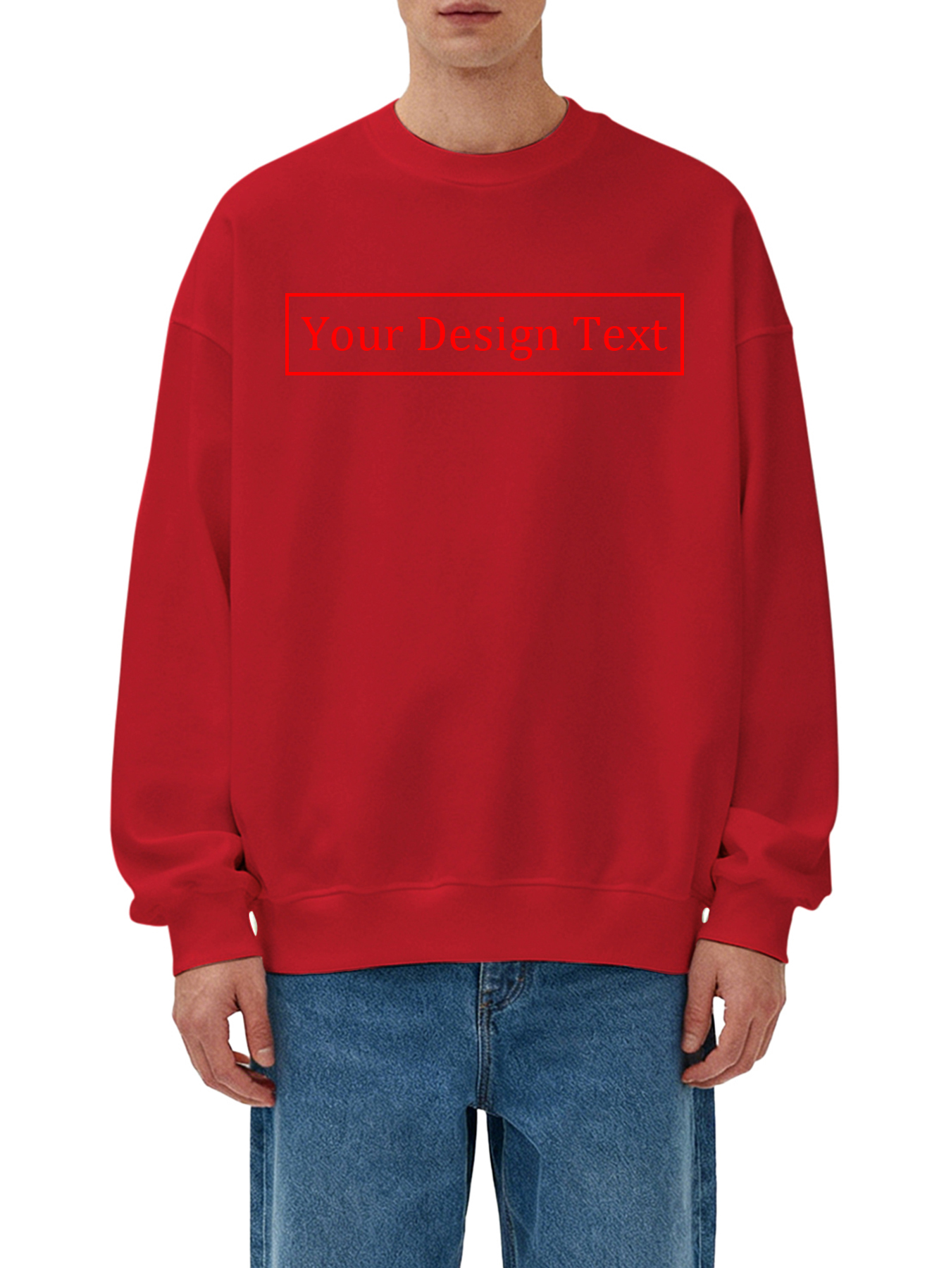Customizable Men's Crew Neck Sweatshirt - Add your own text design | 100% Cotton | Machine Washable Crew Neck Sweatshirt, perfect for summer, Valentine's Day, and holiday gifts. Personalized sweatshirt.