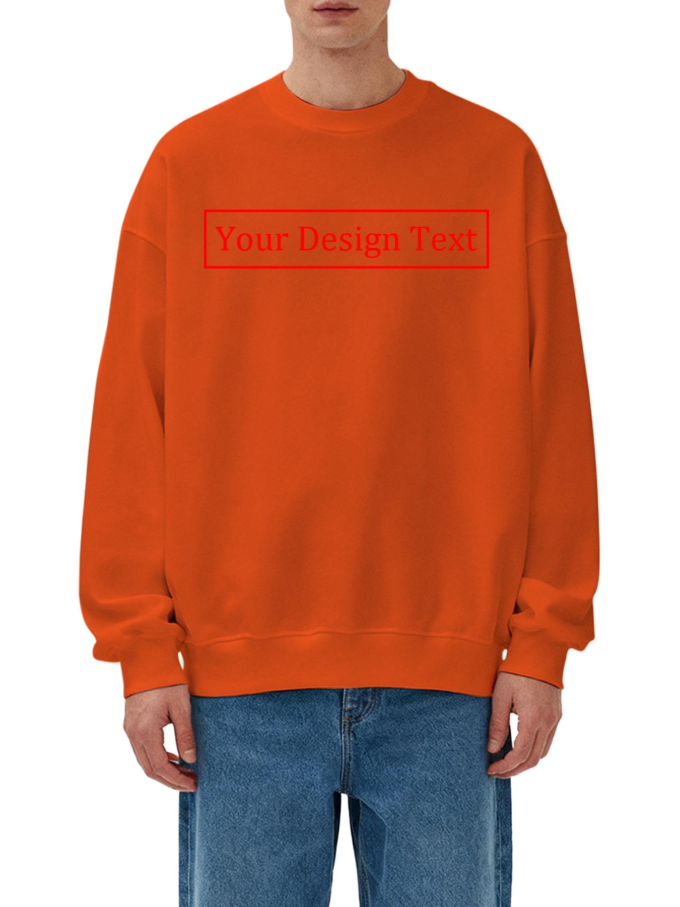 Customizable Men's Crew Neck Sweatshirt - Add your own text design | 100% Cotton | Machine Washable Crew Neck Sweatshirt, perfect for summer, Valentine's Day, and holiday gifts. Personalized sweatshirt.