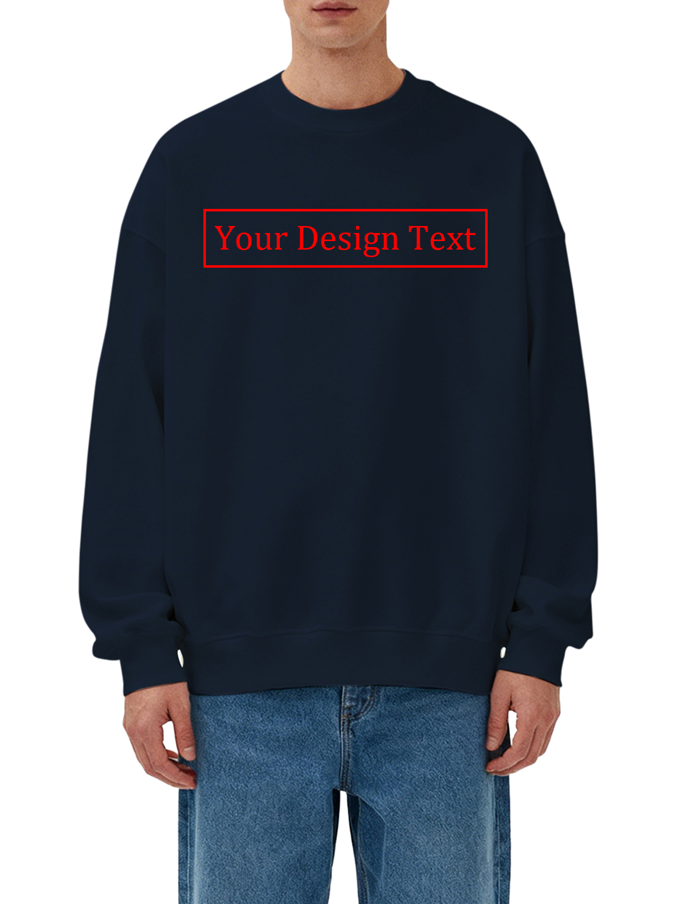 Customizable Men's Crew Neck Sweatshirt - Add your own text design | 100% Cotton | Machine Washable Crew Neck Sweatshirt, perfect for summer, Valentine's Day, and holiday gifts. Personalized sweatshirt.