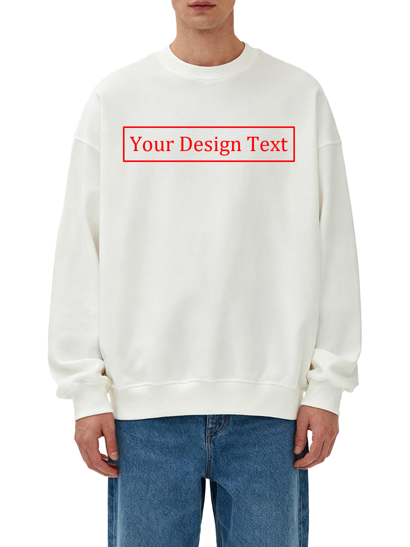 Customizable Men's Crew Neck Sweatshirt - Add your own text design | 100% Cotton | Machine Washable Crew Neck Sweatshirt, perfect for summer, Valentine's Day, and holiday gifts. Personalized sweatshirt.
