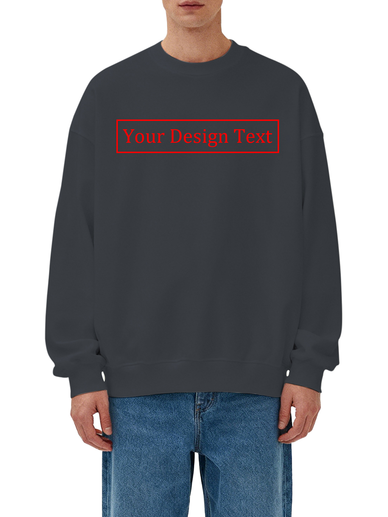Customizable Men's Crew Neck Sweatshirt - Add your own text design | 100% Cotton | Machine Washable Crew Neck Sweatshirt, perfect for summer, Valentine's Day, and holiday gifts. Personalized sweatshirt.