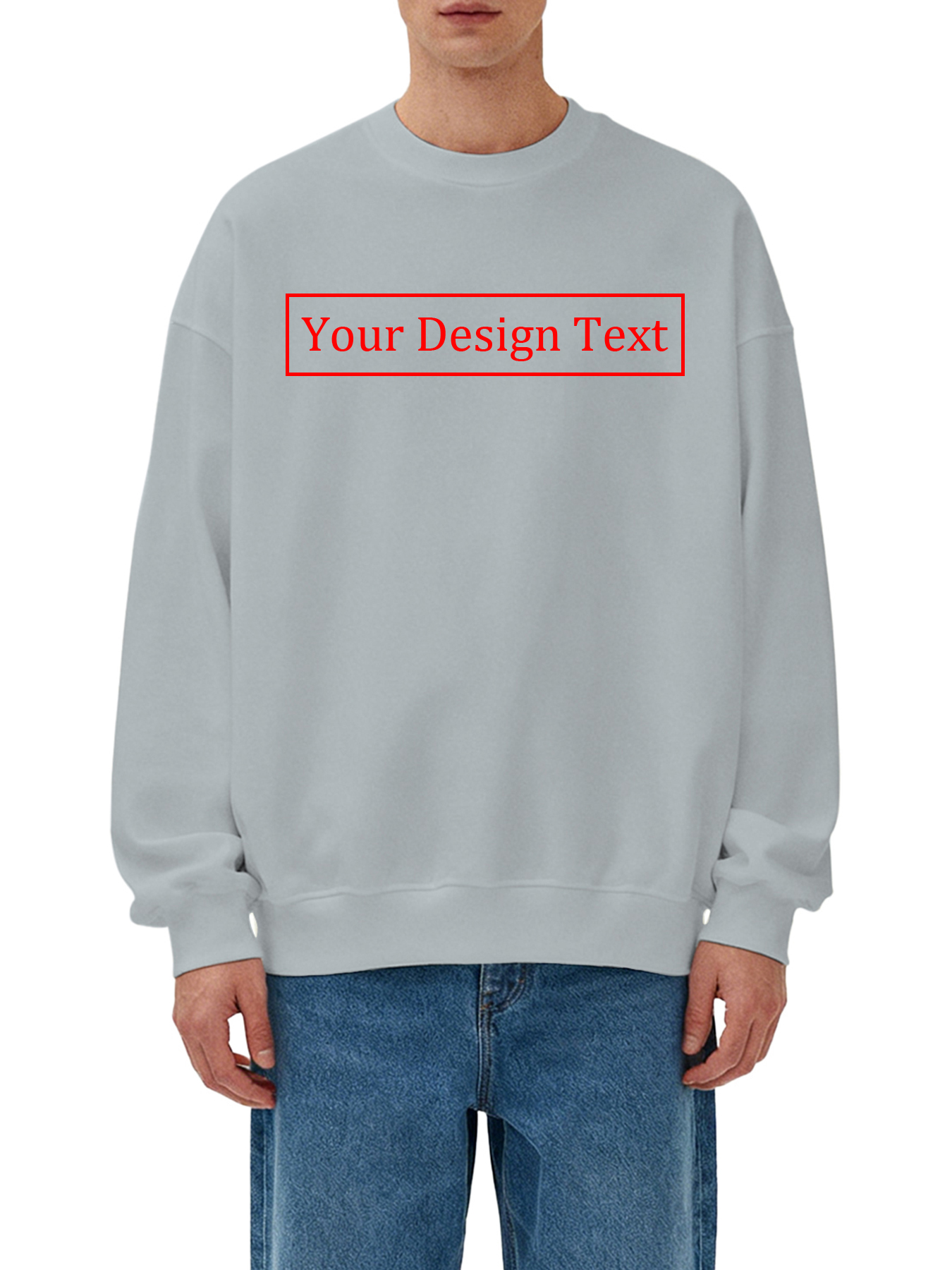 Customizable Men's Crew Neck Sweatshirt - Add your own text design | 100% Cotton | Machine Washable Crew Neck Sweatshirt, perfect for summer, Valentine's Day, and holiday gifts. Personalized sweatshirt.