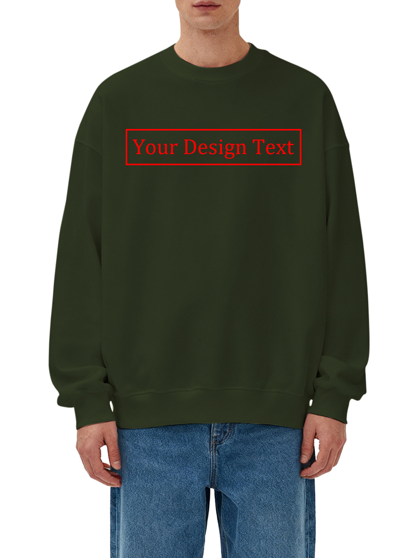 Customizable Men's Crew Neck Sweatshirt - Add your own text design | 100% Cotton | Machine Washable Crew Neck Sweatshirt, perfect for summer, Valentine's Day, and holiday gifts. Personalized sweatshirt.