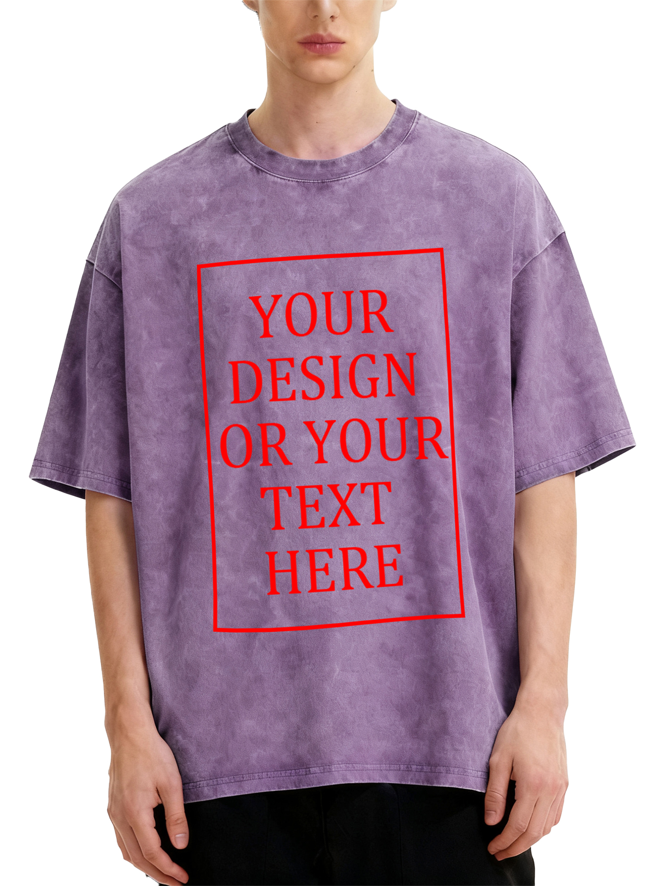 Customizable Men's Retro Washed T-Shirt - Add your own photos/patterns/text designs. Machine washable retro washed T-shirt, ideal for autumn/winter, Valentine's Day, and holiday gifts. Personalized retro washed T-shirt.