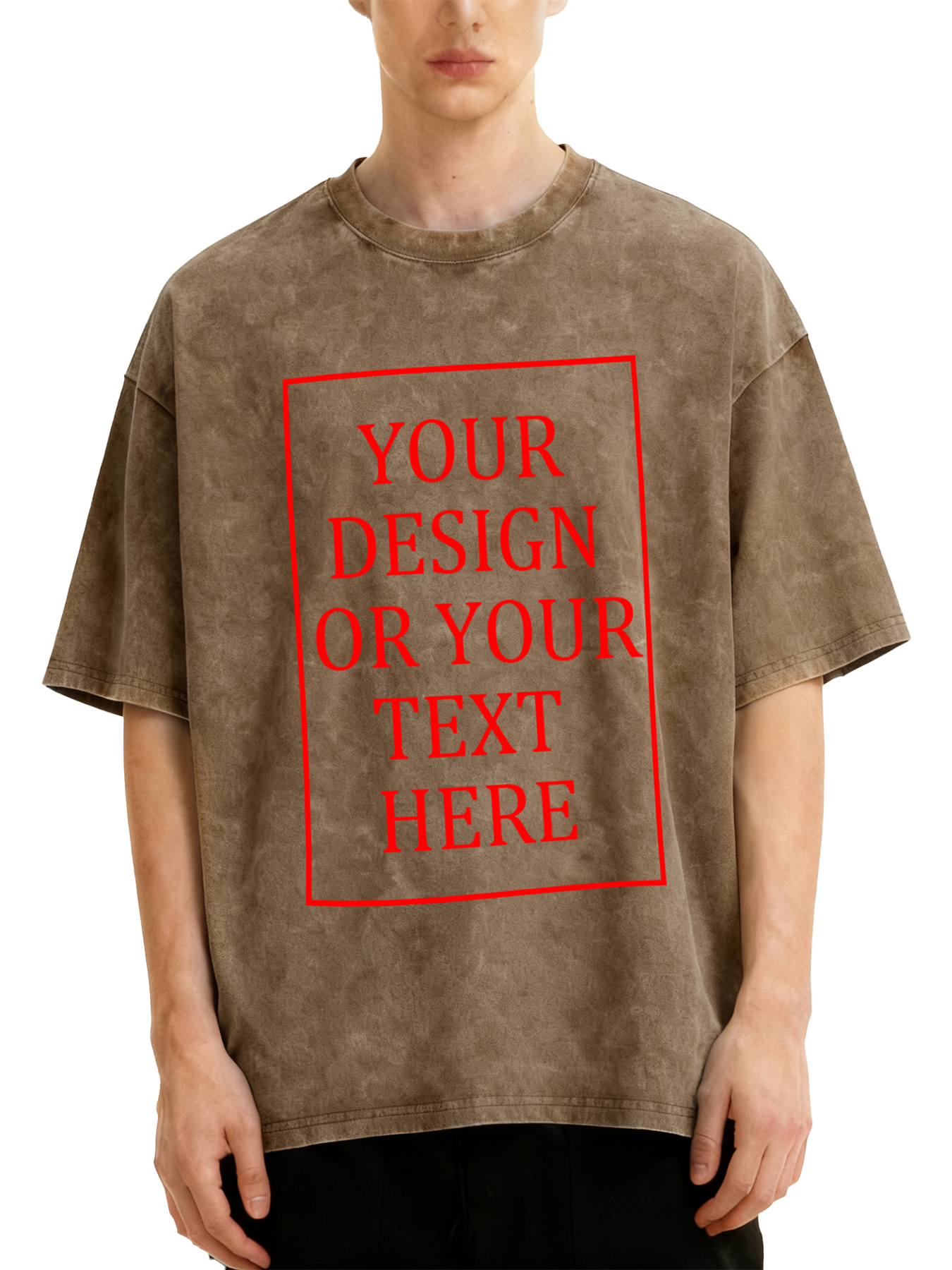 Customizable Men's Retro Washed T-Shirt - Add your own photos/patterns/text designs. Machine washable retro washed T-shirt, ideal for autumn/winter, Valentine's Day, and holiday gifts. Personalized retro washed T-shirt.