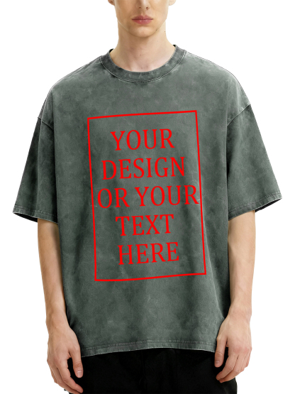 Customizable Men's Retro Washed T-Shirt - Add your own photos/patterns/text designs. Machine washable retro washed T-shirt, ideal for autumn/winter, Valentine's Day, and holiday gifts. Personalized retro washed T-shirt.