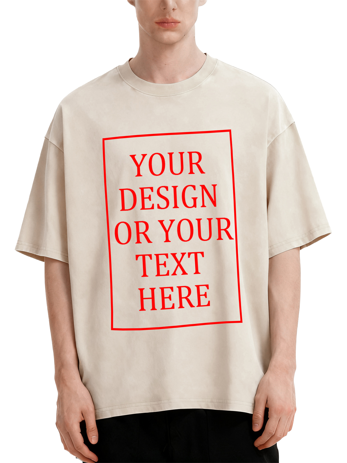 Customizable Men's Retro Washed T-Shirt - Add your own photos/patterns/text designs. Machine washable retro washed T-shirt, ideal for autumn/winter, Valentine's Day, and holiday gifts. Personalized retro washed T-shirt.