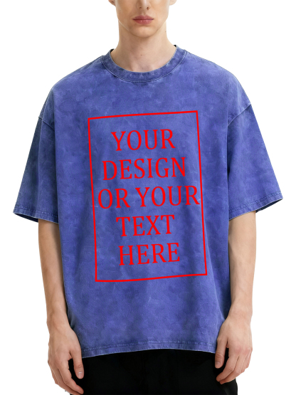 Customizable Men's Retro Washed T-Shirt - Add your own photos/patterns/text designs. Machine washable retro washed T-shirt, ideal for autumn/winter, Valentine's Day, and holiday gifts. Personalized retro washed T-shirt.
