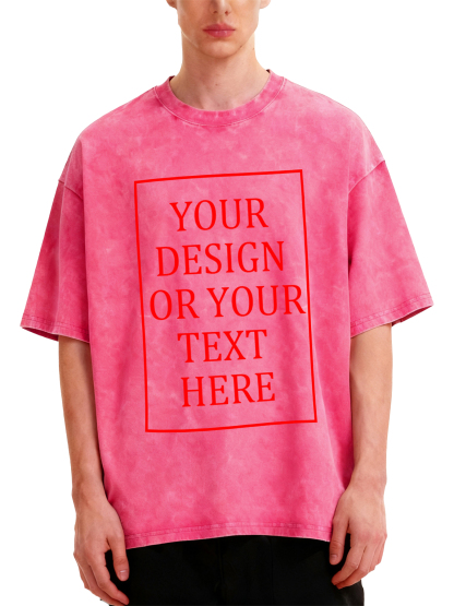 Customizable Men's Retro Washed T-Shirt - Add your own photos/patterns/text designs. Machine washable retro washed T-shirt, ideal for autumn/winter, Valentine's Day, and holiday gifts. Personalized retro washed T-shirt.