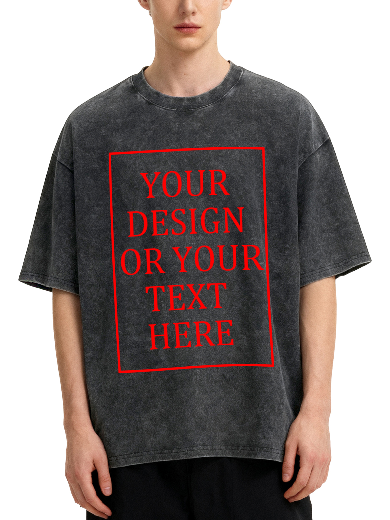 Customizable Men's Retro Washed T-Shirt - Add your own photos/patterns/text designs. Machine washable retro washed T-shirt, ideal for autumn/winter, Valentine's Day, and holiday gifts. Personalized retro washed T-shirt.