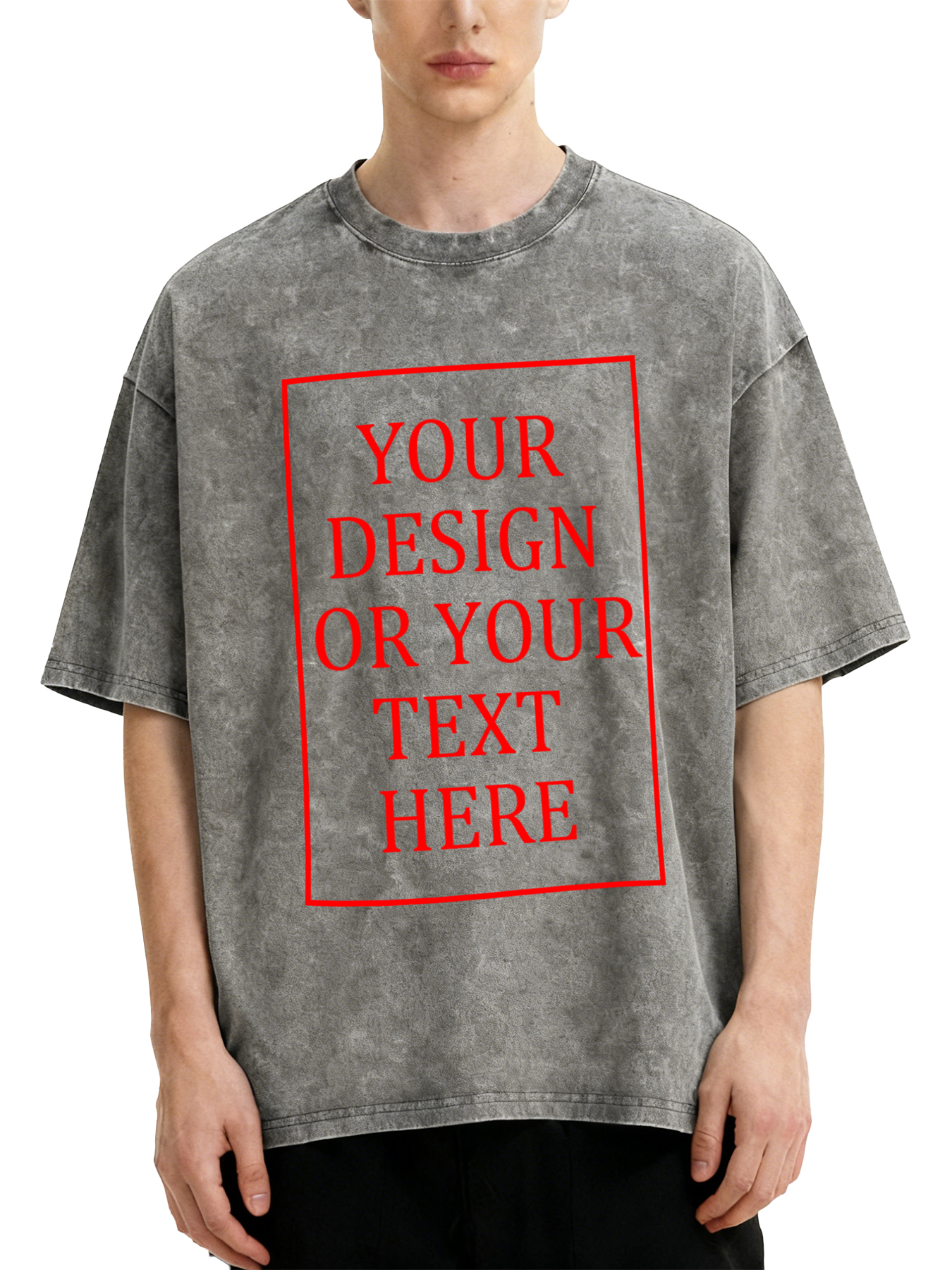 Customizable Men's Retro Washed T-Shirt - Add your own photos/patterns/text designs. Machine washable retro washed T-shirt, ideal for autumn/winter, Valentine's Day, and holiday gifts. Personalized retro washed T-shirt.