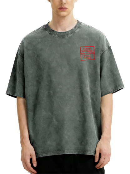  Customizable Men's Retro Washed T-Shirt - Add your own photos/patterns/text designs. Machine washable retro washed T-shirt, ideal for autumn/winter, Valentine's Day, and holiday gifts. Personalized retro washed T-shirt.
