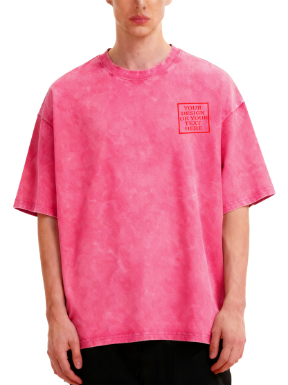  Customizable Men's Retro Washed T-Shirt - Add your own photos/patterns/text designs. Machine washable retro washed T-shirt, ideal for autumn/winter, Valentine's Day, and holiday gifts. Personalized retro washed T-shirt.