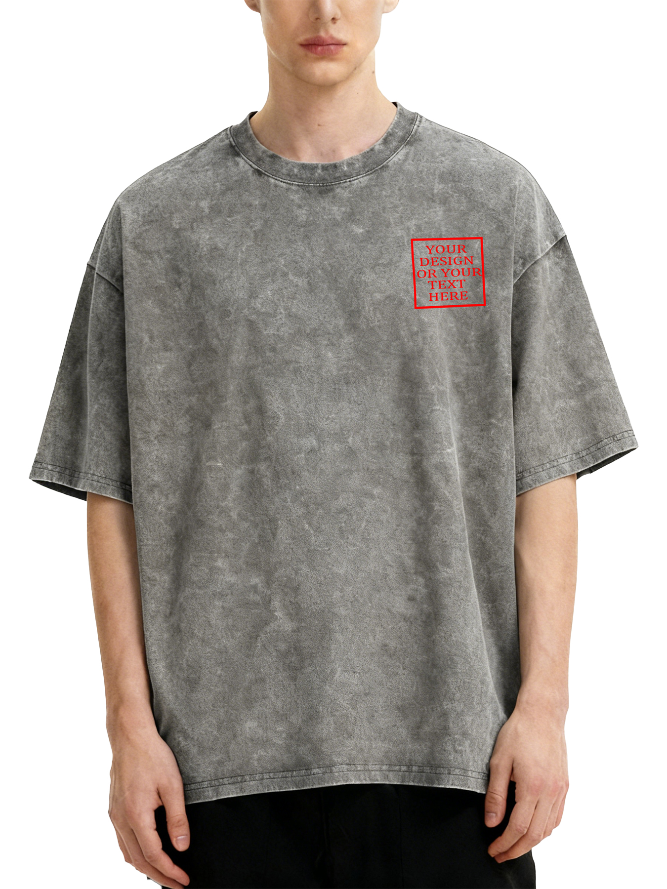  Customizable Men's Retro Washed T-Shirt - Add your own photos/patterns/text designs. Machine washable retro washed T-shirt, ideal for autumn/winter, Valentine's Day, and holiday gifts. Personalized retro washed T-shirt.