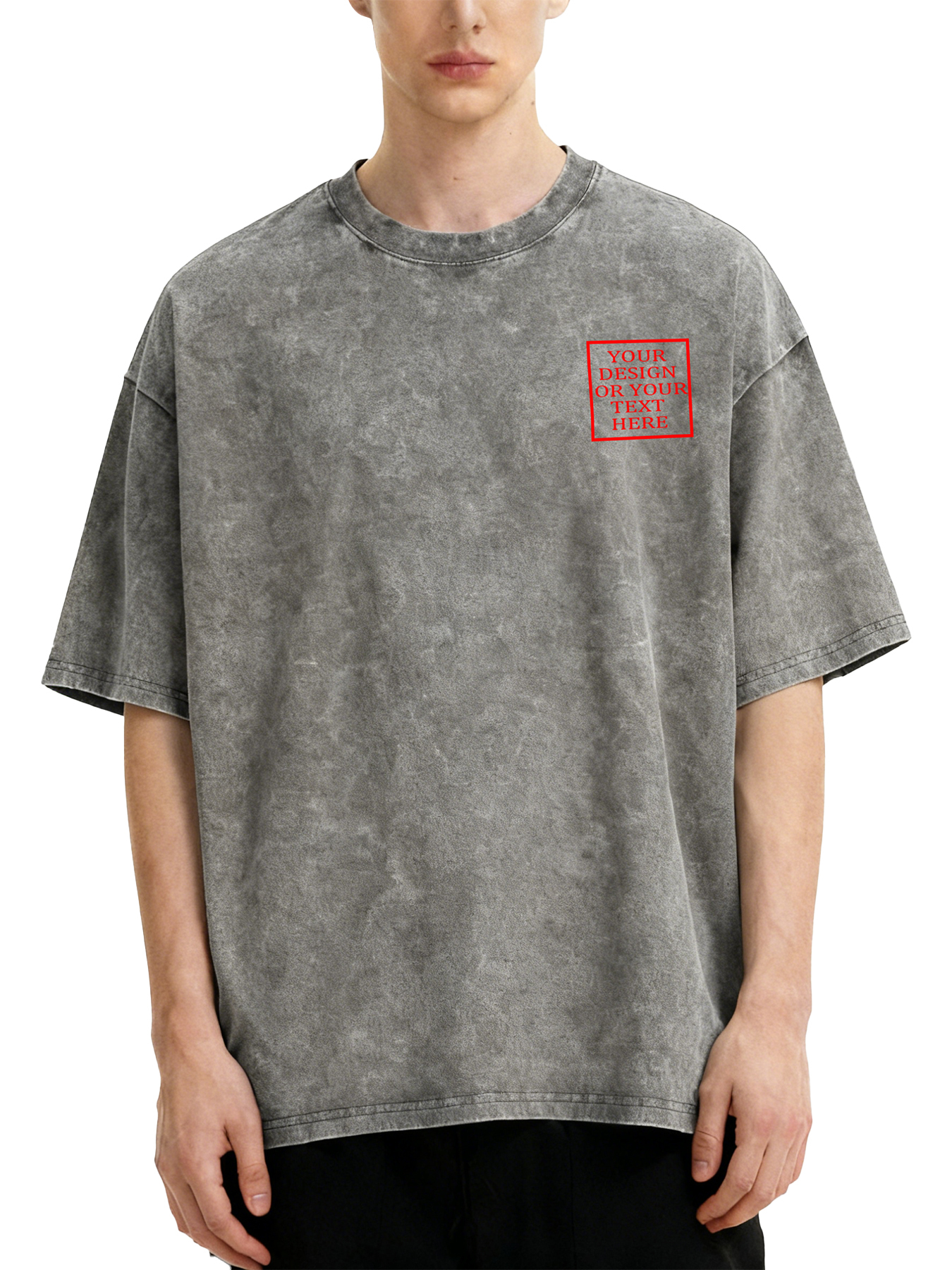  Customizable Men's Retro Washed T-Shirt - Add your own photos/patterns/text designs. Machine washable retro washed T-shirt, ideal for autumn/winter, Valentine's Day, and holiday gifts. Personalized retro washed T-shirt.