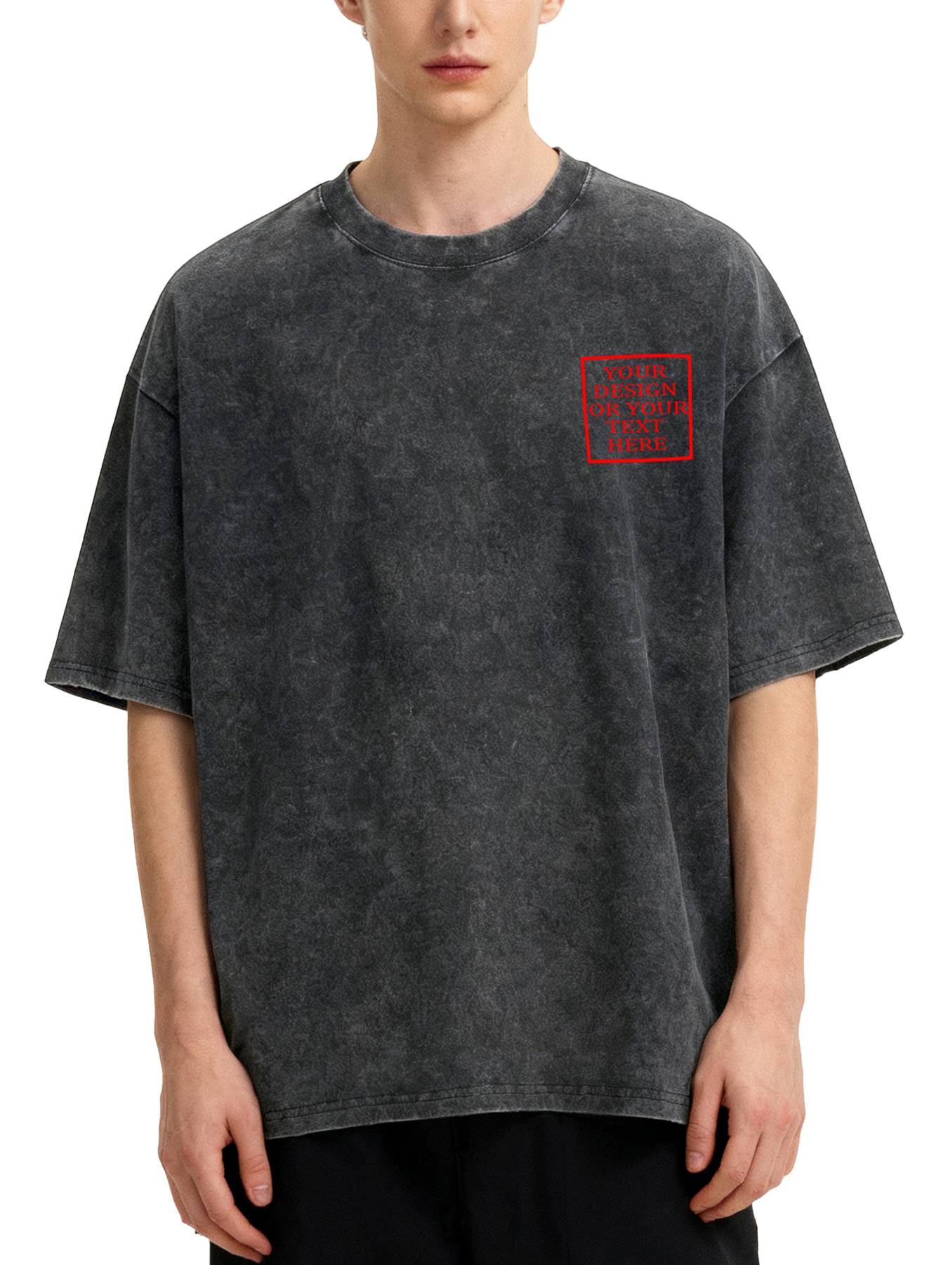 Customizable Men's Retro Washed T-Shirt - Add your own photos/patterns/text designs. Machine washable retro washed T-shirt, ideal for autumn/winter, Valentine's Day, and holiday gifts. Personalized retro washed T-shirt.