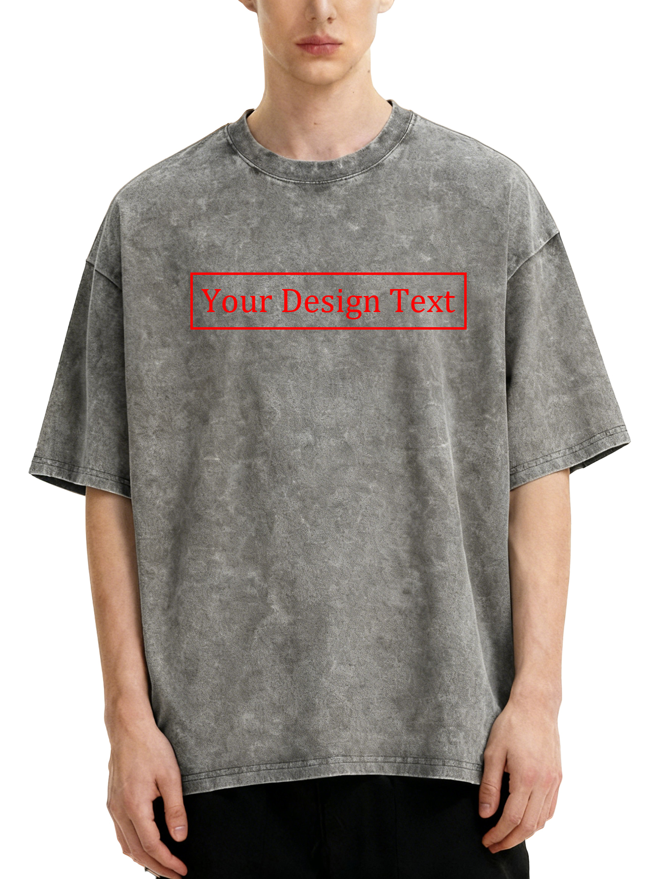 Men's Retro Washed Custom T-Shirt - Add your own text design. Machine washable retro washed T-shirt, casual, comfortable, versatile and unique | Street style washed T-shirt | Ideal for Valentine's Day and holiday gifts. Personalized retro washed T-shirt.