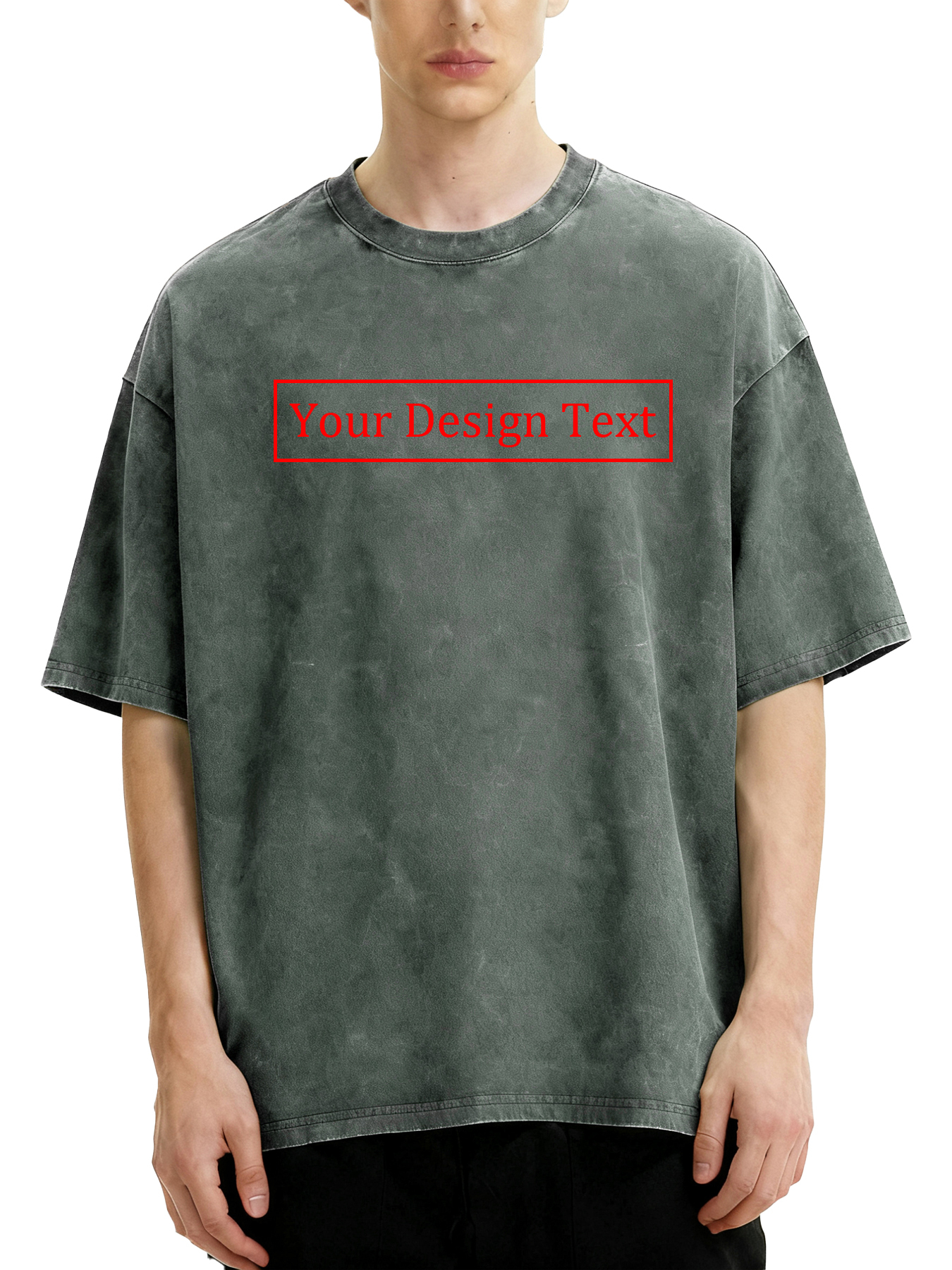 Men's Retro Washed Custom T-Shirt - Add your own text design. Machine washable retro washed T-shirt, casual, comfortable, versatile and unique | Street style washed T-shirt | Ideal for Valentine's Day and holiday gifts. Personalized retro washed T-shirt.