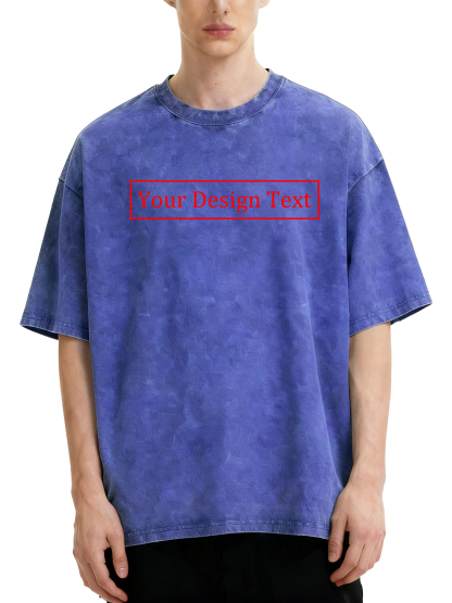 Men's Retro Washed Custom T-Shirt - Add your own text design. Machine washable retro washed T-shirt, casual, comfortable, versatile and unique | Street style washed T-shirt | Ideal for Valentine's Day and holiday gifts. Personalized retro washed T-shirt.