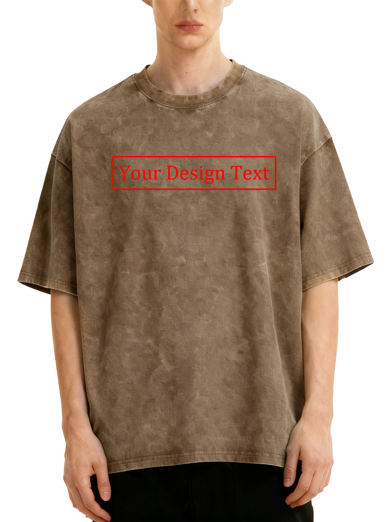 Men's Retro Washed Custom T-Shirt - Add your own text design. Machine washable retro washed T-shirt, casual, comfortable, versatile and unique | Street style washed T-shirt | Ideal for Valentine's Day and holiday gifts. Personalized retro washed T-shirt.