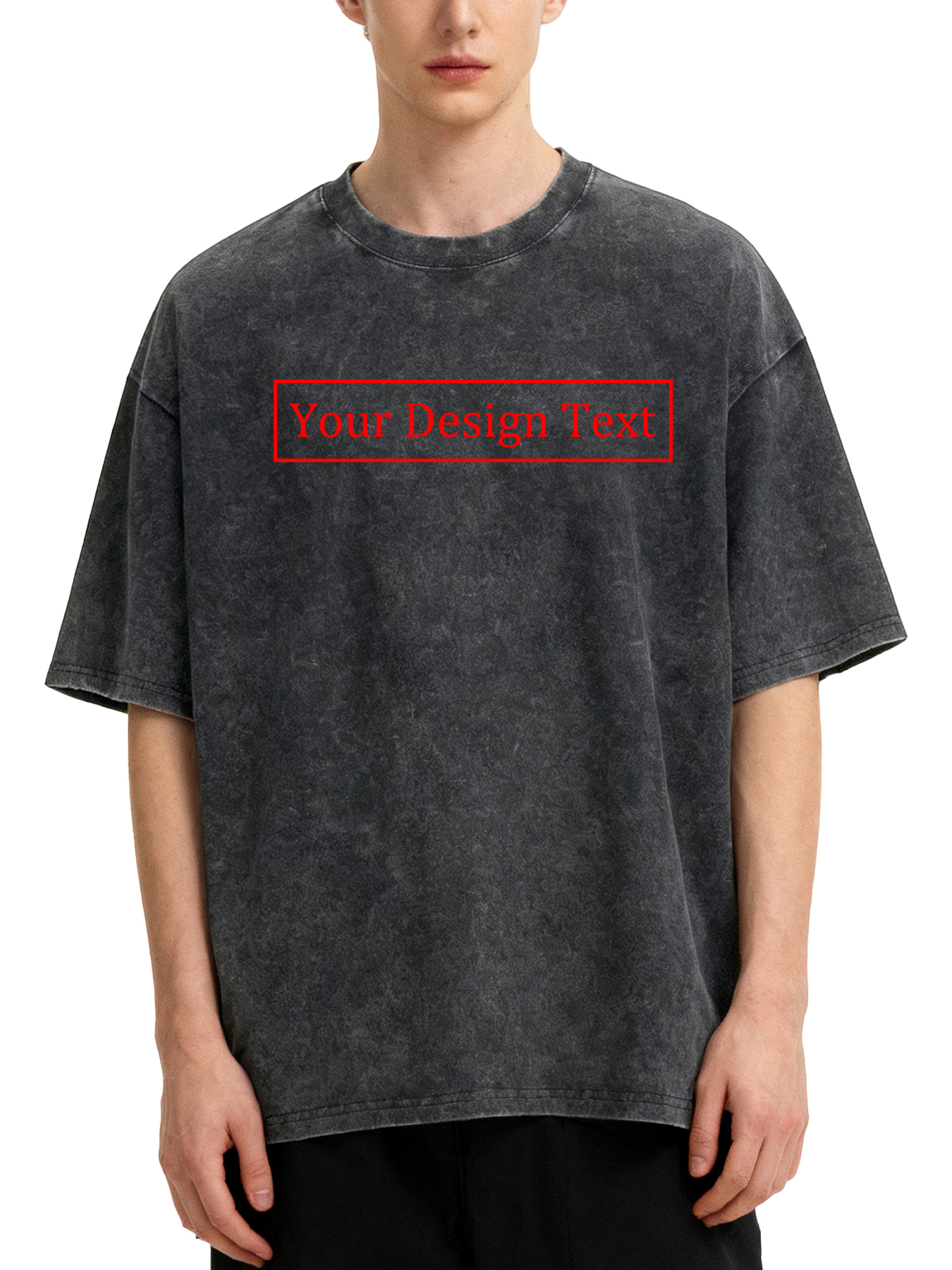 Men's Retro Washed Custom T-Shirt - Add your own text design. Machine washable retro washed T-shirt, casual, comfortable, versatile and unique | Street style washed T-shirt | Ideal for Valentine's Day and holiday gifts. Personalized retro washed T-shirt.