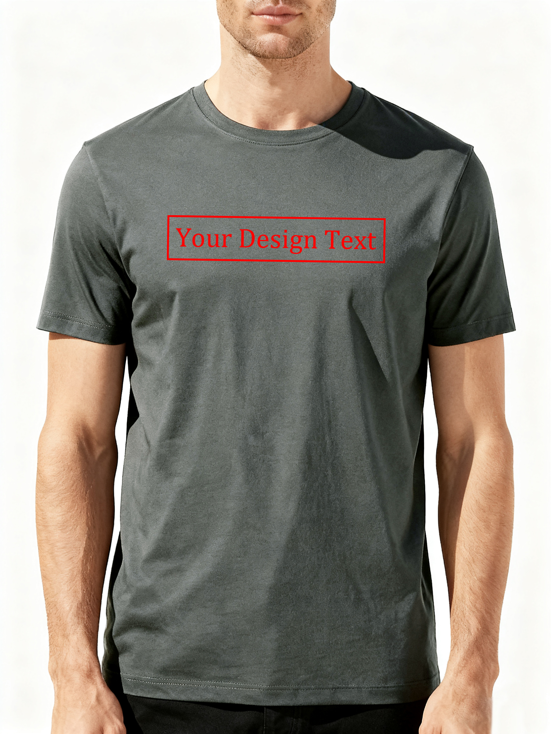 Customizable Men's T-Shirts - Add Your Own Text Design | 100% Cotton | Machine Washable Crew Neck Short Sleeve, Perfect for Summer, Valentine's Day, and Holiday Gifts, Personalized T-Shirts