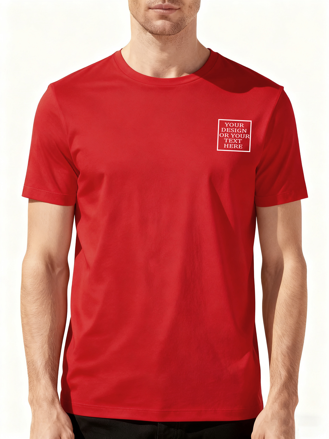 Customizable Men's T-shirts - Add your own photos/patterns/text designs | 100% Cotton | Machine washable crew neck short-sleeved, suitable for summer, Valentine's Day and holiday gifts, personalized T-shirts