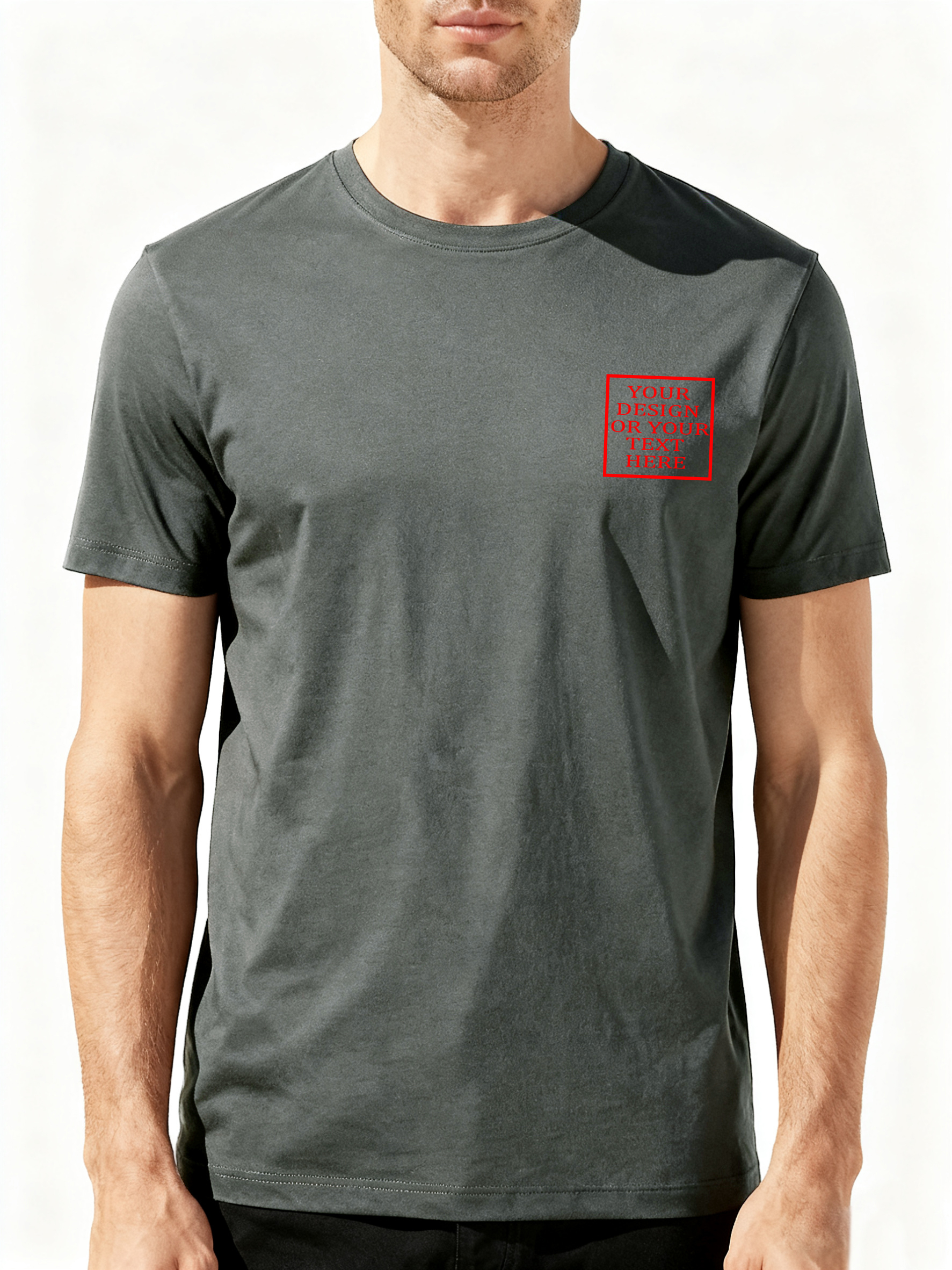 Customizable Men's T-shirts - Add your own photos/patterns/text designs | 100% Cotton | Machine washable crew neck short-sleeved, suitable for summer, Valentine's Day and holiday gifts, personalized T-shirts