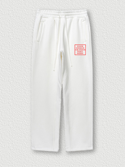 Customizable Men's Cotton Wide-Leg Casual Pants - Add Your Own Photo/Pattern/Text Design | 100% Cotton | Machine Washable Wide-Leg Pants, Suitable for Summer, Valentine's Day and Holiday Gifts, Personalized T-Shirt