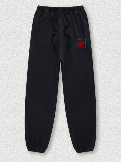 Customizable Men's Cotton Fleece-Lined Jogger Pants - Add Your Own Photo/Pattern/Text Design | 100% Cotton | Machine Washable Pants, Perfect for Summer, Valentine's Day and Holiday Gifts, Personalized T-Shirt