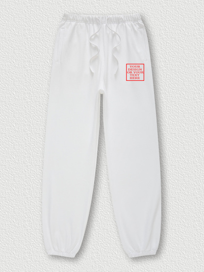 Customizable Men's Cotton Fleece-Lined Jogger Pants - Add Your Own Photo/Pattern/Text Design | 100% Cotton | Machine Washable Pants, Perfect for Summer, Valentine's Day and Holiday Gifts, Personalized T-Shirt