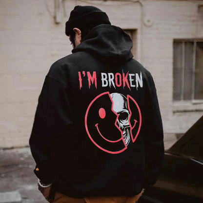 I'm Ok I'm Broken Printed Fleece-lined Unisex Hoodie