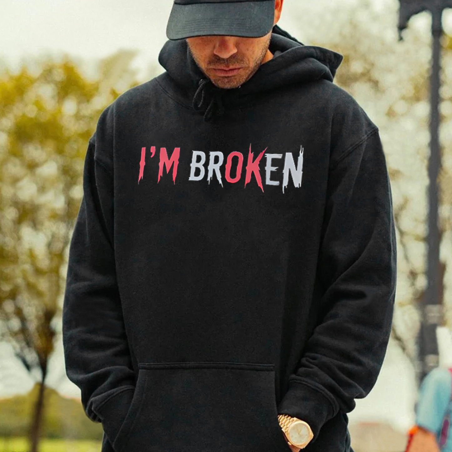 I'm Ok I'm Broken Printed Fleece-lined Unisex Hoodie
